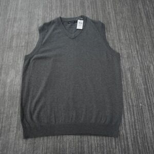 Paul Fredrick Sweater Vest Men V Neck Gray Solid 100% Supima Cotton New Medium
